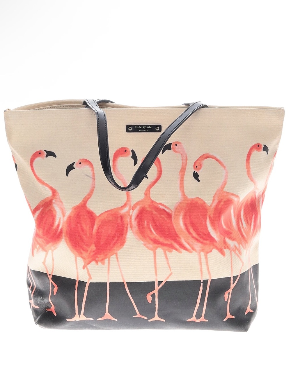 Kate Spade Beige Flamingo Canvas Tote